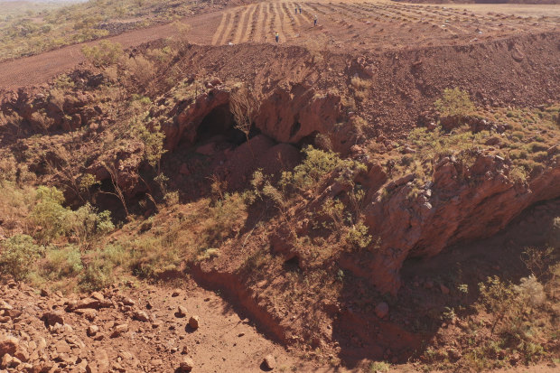 The site at Juukan Gorge that was reduced to rubble to extend one of Rio's iron ore mines.