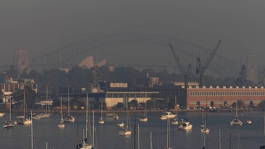 Haze swamped the city on Thursday morning due to smoke from hazard reduction burns earlier in the week.