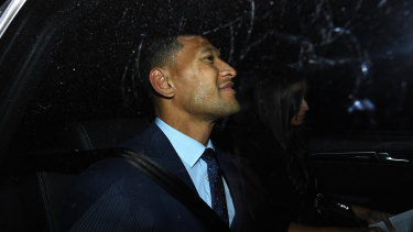 Israel Folau after his code of conduct hearing. 