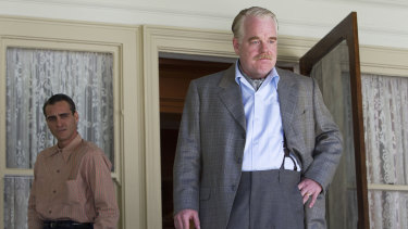 Two of Anderson’s frequent collaborators Joaquin Phoenix (left) and Philip Seymour Hoffman in a scene from The Master.