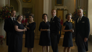 Royal flush: Olivia Coleman (centre) and Tobias Menzies in season 3 of The Crown.