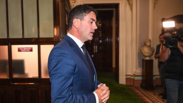 Brad Battin leaving the party room after the unsuccessful spill motion.