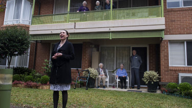 Star soprano Jane Ede serenades the residents of Alan Walker Village.