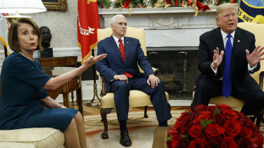Nancy Pelosi argues with Donald Trump during a meeting in the Oval Office of the White House last year.