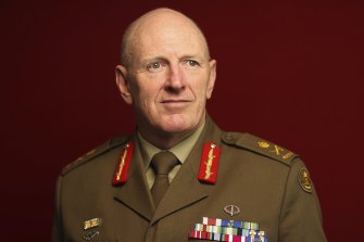  Lieutenant General John Frewen, the head of the COVID-19 vaccine taskforce, at his office in Canberra.