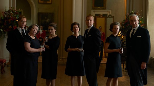 Royal flush: Olivia Coleman (centre) and Tobias Menzies in season 3 of The Crown.