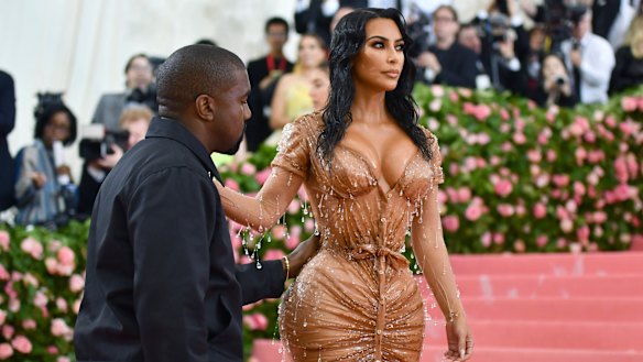 Shape shifter ... Kim Kardashian West and Kanye West at this year's Met Gala. The reality TV star announced on Wednesday she was entering the lingerie business.