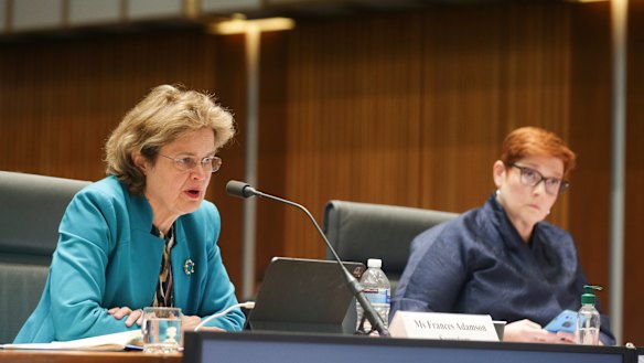 DFAT Secretary Frances Adamson, left, and Foreign Minister Marise Payne told Senate estimates Australia had made intensive diplomatic representations to Qatar.