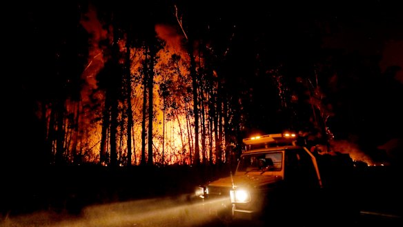 Department of Environment, Land, Water and Planning and CFA crews monitor fires and begin back burns between the towns of Orbost and Lakes Entrance in East Gipplsland.