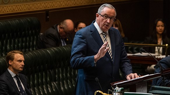 Health Minister Brad Hazzard speaking in support of the bill in the Legislative Assembly on Tuesday.