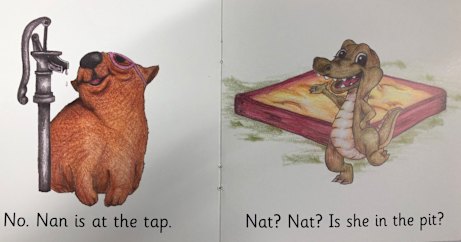 An example of a decodable text, which help kindy kid practice the letters and sounds they have already learned.