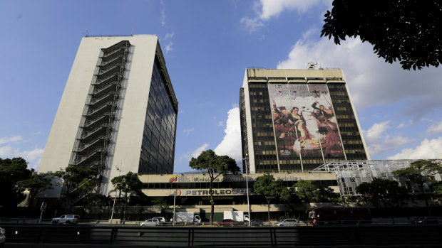 The headquarters of the state-owned oil company Petroleos de Venezuela, PDVSA, in Caracas.