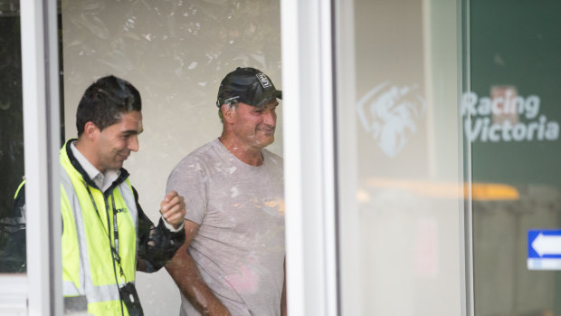 Darren Weir inside Racing Victoria offices at Flemington on Thursday night.