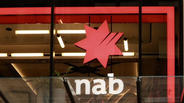 NAB shares fell as they emerged from a trading halt on Tuesday.