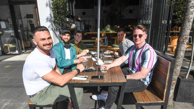 Simon Bradbeer celebrating reopening - and his 33rd birthday - with friends at Abacus Kitchen and Bar in Chapel Street. 