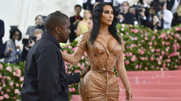 Shape shifter ... Kim Kardashian West and Kanye West at this year's Met Gala. The reality TV star announced on Wednesday she was entering the lingerie business.