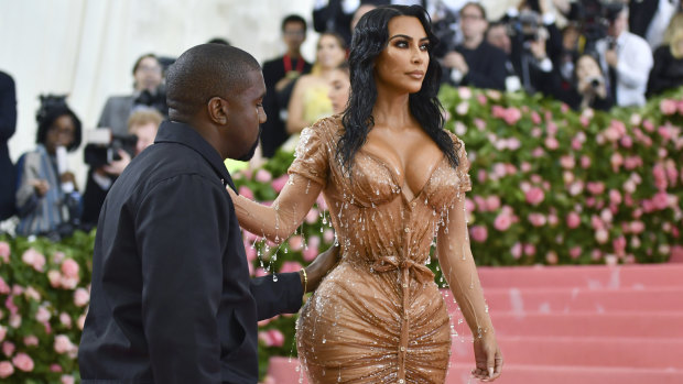 Shape shifter ... Kim Kardashian West and Kanye West at this year's Met Gala. The reality TV star announced on Wednesday she was entering the lingerie business.