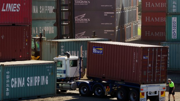 Containers are loaded and unloaded at Port Botany.