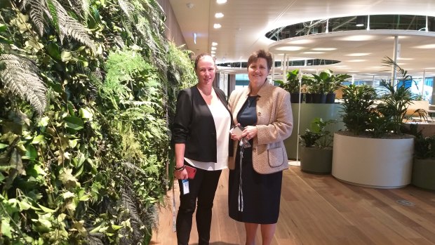 ANZ’s project director Kate Beddoe and group general manager of property Kate Langan (right) in the bank's new offices at 839 Collins Street.