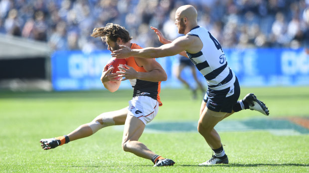 Not pretty: The Giants fear Callan Ward has torn the anterior cruciate ligament in his left knee.