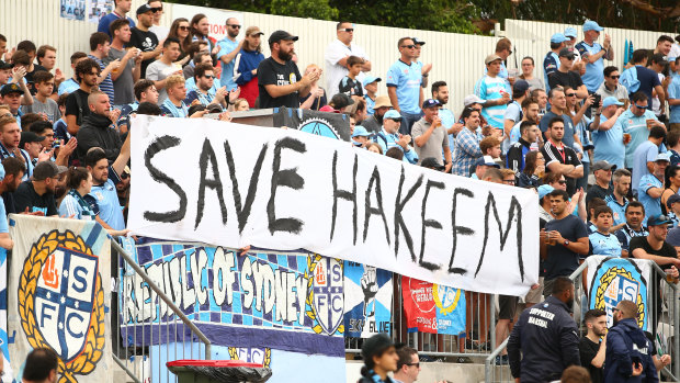 A-League fans show their support for Australian citizen Hakeem al-Araibi who was arrested in Thailand on an Interpol red notice requested by Bahrain. He was freed after a major campaign by supporters, activists and the Australian government.