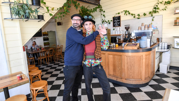 Jackson Davie (left), the owner of cafe Mavis the Grocer, with one of his employees, Marc Dean.