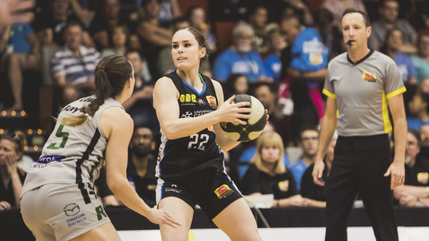Canberra Capitals star Kelly Wilson in action.