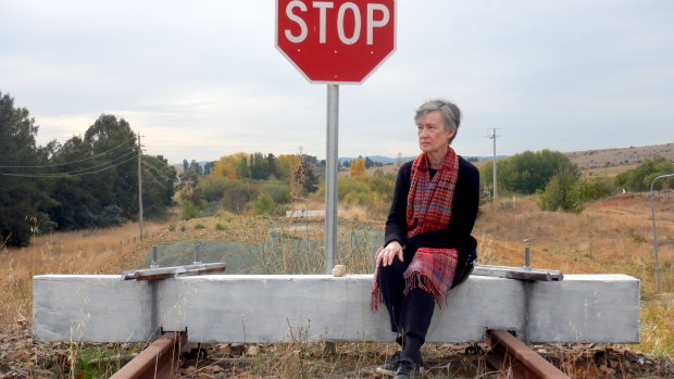 Anne Forrest at the site of the recently demolished ‘Petrov Bridge’ in Hume.