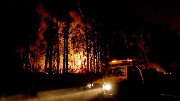 Department of Environment, Land, Water and Planning and CFA crews monitor fires and begin back burns between the towns of Orbost and Lakes Entrance in East Gipplsland.