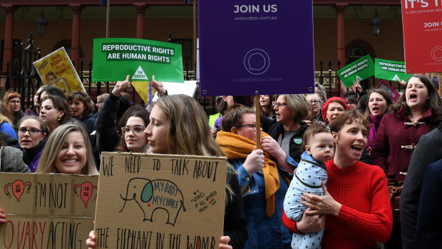Pro-choice supporters rallied outside NSW Parliament this week.