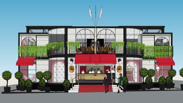 An artist's impression of the Parisian hotel-inspired Mumm marquee, which will be unveiled next week.