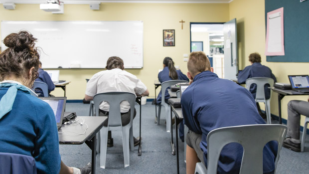 Year 9 students at St Mary McKillop College sat their 2018 NAPLAN test online.
