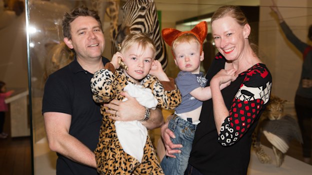 Sales with then-husband Phil Willis and sons Daniel and James.