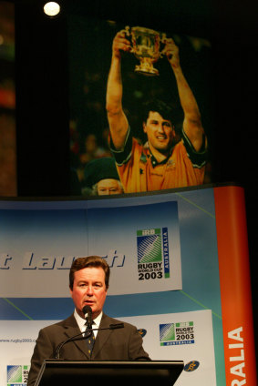 John O’Neill launching the 2003 Rugby World Cup.