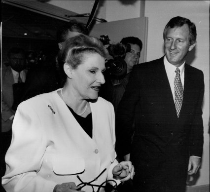 Better days ... Mrs Bishop and Mr Hewson, pictured at a function earlier that year.