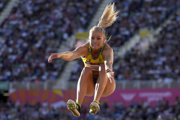 Brooke Buschkuehl took silver in the long jump.