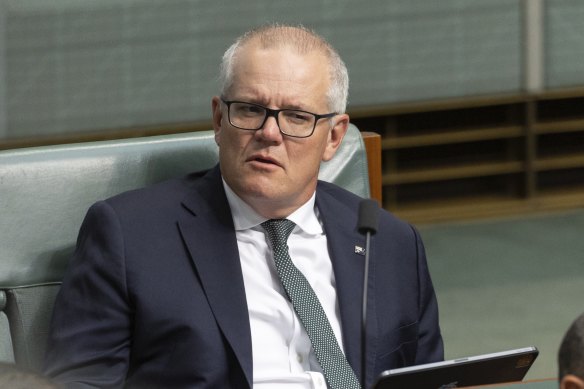 Former prime minister Scott Morrison during question time on Wednesday.