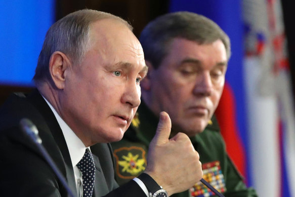 Putin made the claims during an annual meeting with his nation's top military officials.