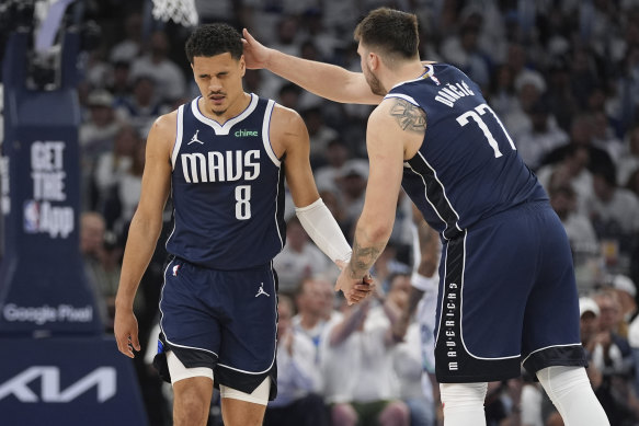 Green with Luka Doncic during the play-offs.