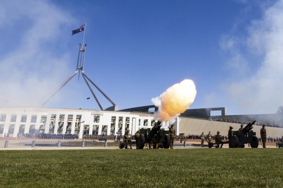 The ceremony ended with a 21-gun salute.