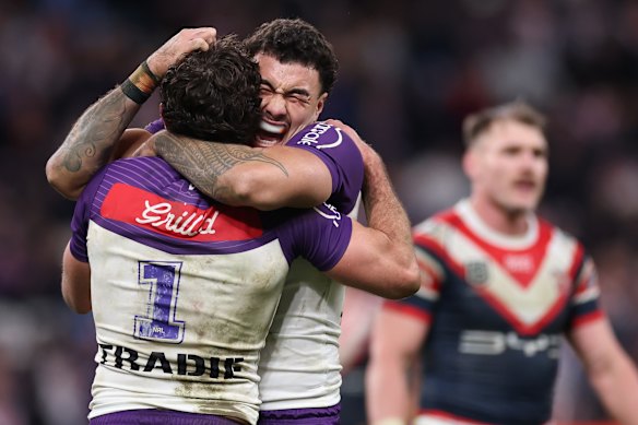 Joe Chan and Nick Meaney celebrate the win.