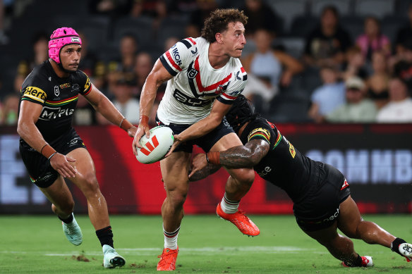 Mark Nawaqanitawase’s ability to offload in traffic has been a highlight of his first few games in the NRL.