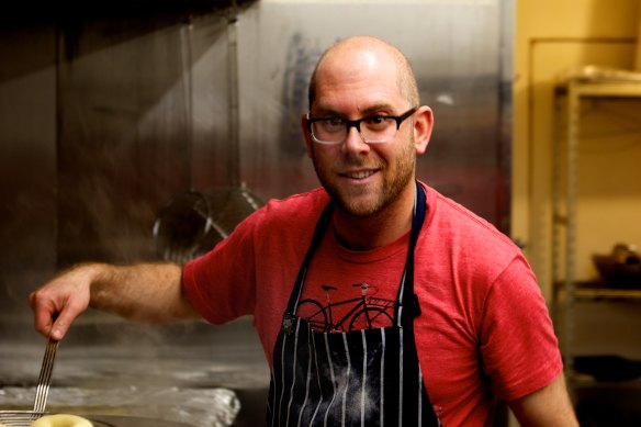 Zev Forman of 5 & Dime in the early days of his bagel store.