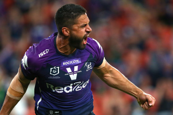 Thinking of home: Jesse Bromwich wears the 'V' on his Storm jersey.