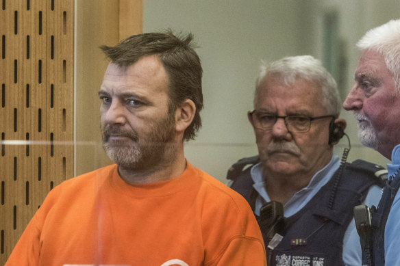 Philip Neville Arps, left, appears for sentencing in the Christchurch District Court in 2019.
