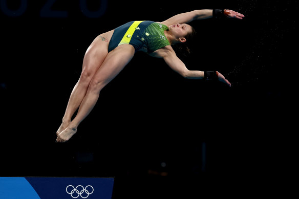 Melissa Wu in action during the women’s 10m platform diving semi-final.