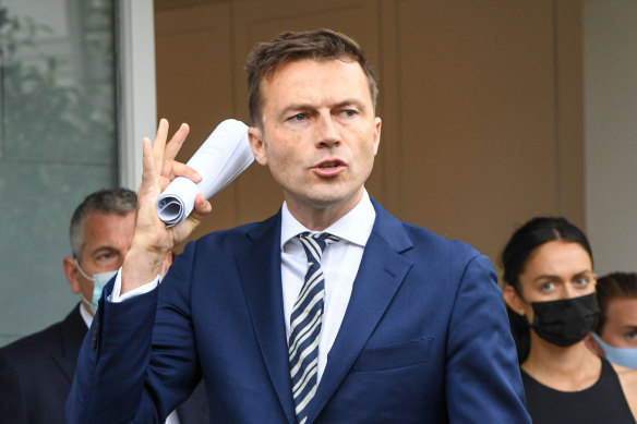 Auctioneer James Curley during the sale of a refurbished Victorian manor at 16 Bishops Avenue, Randwick.