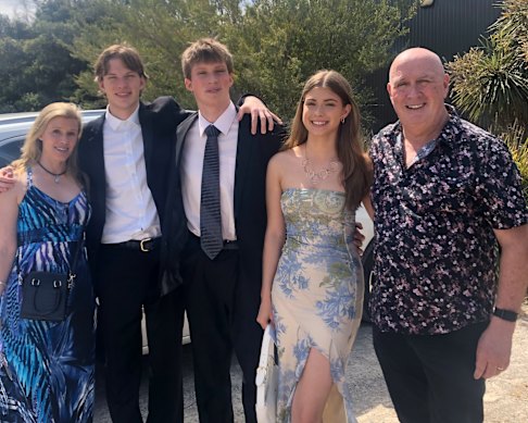 The author with her family at a wedding, just two days after the twins’ last year 12 exam.