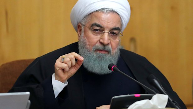 President Hassan Rouhani speaks in a cabinet meeting in Tehran, Iran.