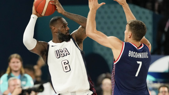 LeBron James in action against Serbia in the men’s semi-final on Friday morning.